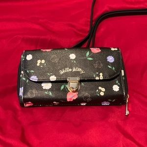 Hello Kitty Black Wallet/clutch floral design